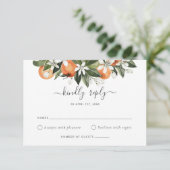 Aquarellgrüne Orange Blossom Wedding RSVP Einladung (Stehend Vorderseite)