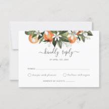 Aquarellgrüne Orange Blossom Wedding RSVP