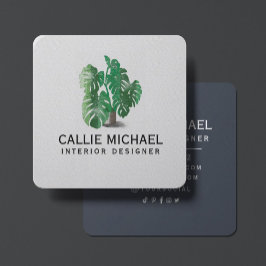 Aquarellgrüne Pflanze Quadratische Visitenkarte