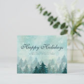 Aquarellgrüne Pinienbäume | Feierliche Grüße Postkarte (Stehend Vorderseite)