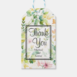 Aquarellgrüne rosa Wildblumen Geschenkanhänger