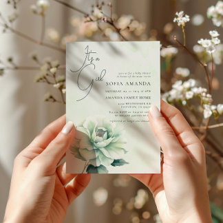 Aquarellgrüne Rose Kinderdusche Einladung