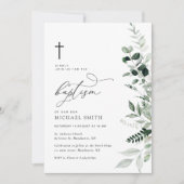 Aquarellgrüne Taufe Einladung (Vorderseite)