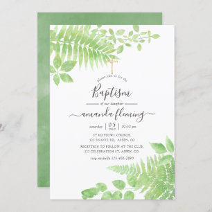 Aquarellgrüne Taufe Einladung
