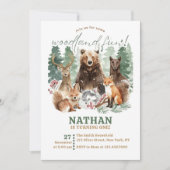 Aquarellgrüne Wälder Wälder Geburtstag Einladung (Vorderseite)