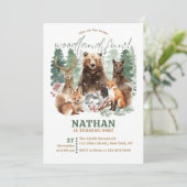 Aquarellgrüne Wälder Wälder Geburtstag Einladung (Stehend Vorderseite)