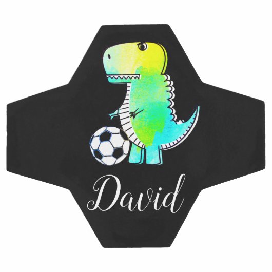 Aquarellgrüner Dinosaurier mit Individuelle Name Fußball (Flach)