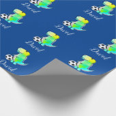 Aquarellgrüner Dinosaurier mit Individuelle Name Geschenkpapier (Ecke)