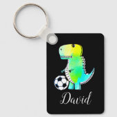 Aquarellgrüner Dinosaurier mit Individuelle Name Schlüsselanhänger (Vorderseite)