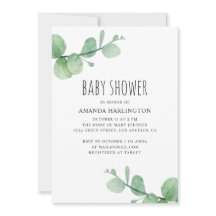 Aquarellgrüner Eukalyptus. Grüne Babydusche