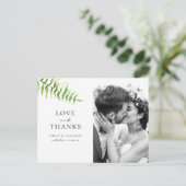 Aquarellgrüner Farn. Botanische Hochzeit danke Postkarte (Stehend Vorderseite)