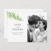 Aquarellgrüner Farn. Botanische Hochzeit danke Postkarte (Vorne/Hinten)