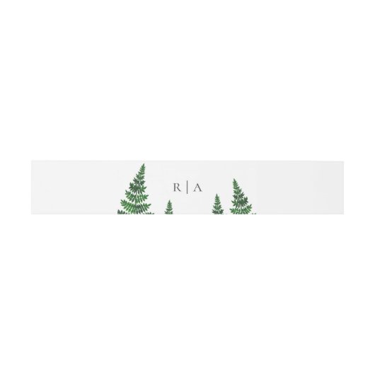 Aquarellgrüner Farn. Waldhochzeit Einladungsbanderole (Flach)