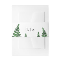 Aquarellgrüner Farn. Waldhochzeit