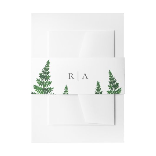 Aquarellgrüner Farn. Waldhochzeit Einladungsbanderole (Vorderseite Beispiel)