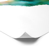 Aquarellgrüner Vogel in Flugkunstposter Poster (Ecke)