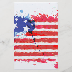 Aquarellgrunge Amerikanische Flagge Briefpapier