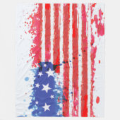Aquarellgrunge Amerikanischer Flag-Decke Fleecedecke (Vorderseite)