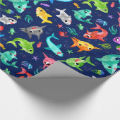 Aquarellhai Familie Adorable Ocean Geschenkpapier (Ecke)
