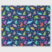 Aquarellhai Familie Adorable Ocean Geschenkpapier (Flach)