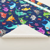 Aquarellhai Familie Adorable Personalisiert Sherpadecke (3/4)