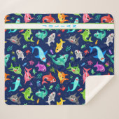 Aquarellhai Familie Adorable Personalisiert Sherpadecke (Vorderseite (Horizontal))