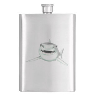 Aquarellhai lächelndes graugrünes Ozeantier Flachmann