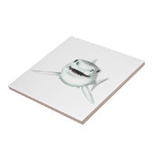 Aquarellhai lächelndes graugrünes Ozeantier Fliese (Seite)