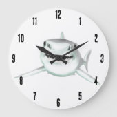 Aquarellhai lächelndes graugrünes Ozeantier Große Wanduhr (Vorderseite)