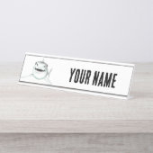 Aquarellhai lächelndes graugrünes Ozeantier Schreibtischnamensplakette (Vorderseite )