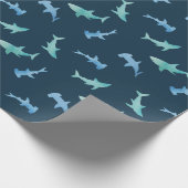 Aquarellhai Silhouetten Muster Geschenkpapier (Ecke)