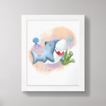 Aquarellhai Themed Kinderzimmer Poster