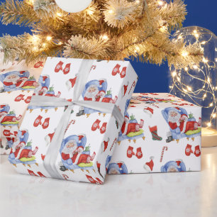 Aquarellhaltung Santa Hand bemalt Geschenkpapier