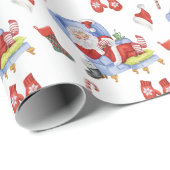 Aquarellhaltung Santa Hand bemalt Geschenkpapier (Rolleneckpunkt)
