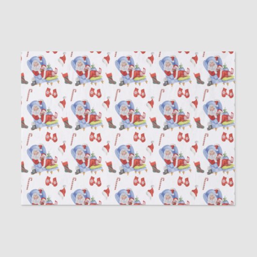 Aquarellhaltung Santa Hand bemalt Seidenpapier (Vorderseite)