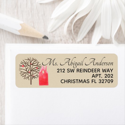 Aquarellhaus & Folksy Tree Tan oder Farbe wählen (Insitu)