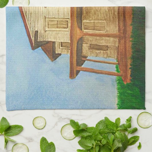 Aquarellhaus Handtuch (Gefaltet)