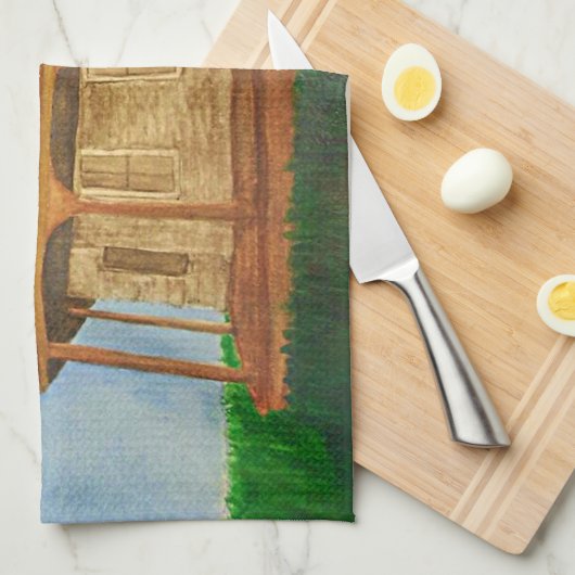 Aquarellhaus Handtuch (Viertel Falte)