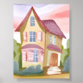 Aquarellhaus | Hübsch gestrichen Poster (Vorne)