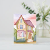 Aquarellhaus | Hübsch gestrichen Postkarte (Stehend Vorderseite)