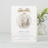 Aquarellhaus in Snow Globe Weihnachten Einladung (Stehend Vorderseite)