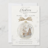 Aquarellhaus in Snow Globe Weihnachten Einladung (Vorderseite)