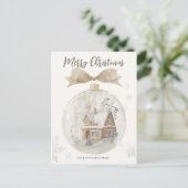 Aquarellhaus in Snow Globe Weihnachten Postkarte (Stehend Vorderseite)
