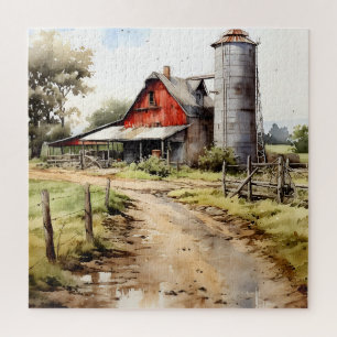 Aquarellhaus mit Silo Puzzle