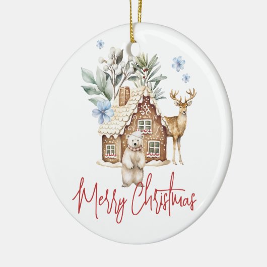 Aquarellhaus, Polar Bear & Reindee Keramik Ornament (Links)