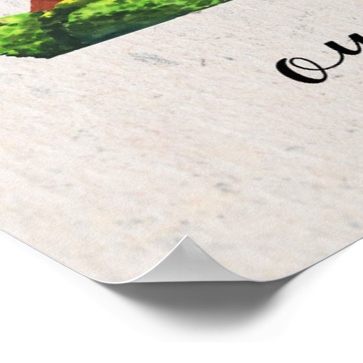 Aquarellhaus Portrait, Aquarellmalerei Poster (Ecke)