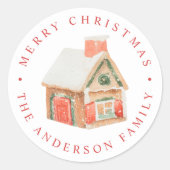 Aquarellhaus Runder Aufkleber (Vorderseite)