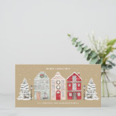 Aquarellhäuser Beige Feiertagskarte (Stehend Vorderseite)