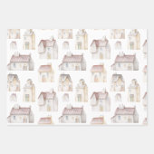 Aquarellhäuser Geschenkpapier Set (Vorderseite 2)