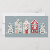 Aquarellhäuser Slate Blue Feiertagskarte (Vorderseite)